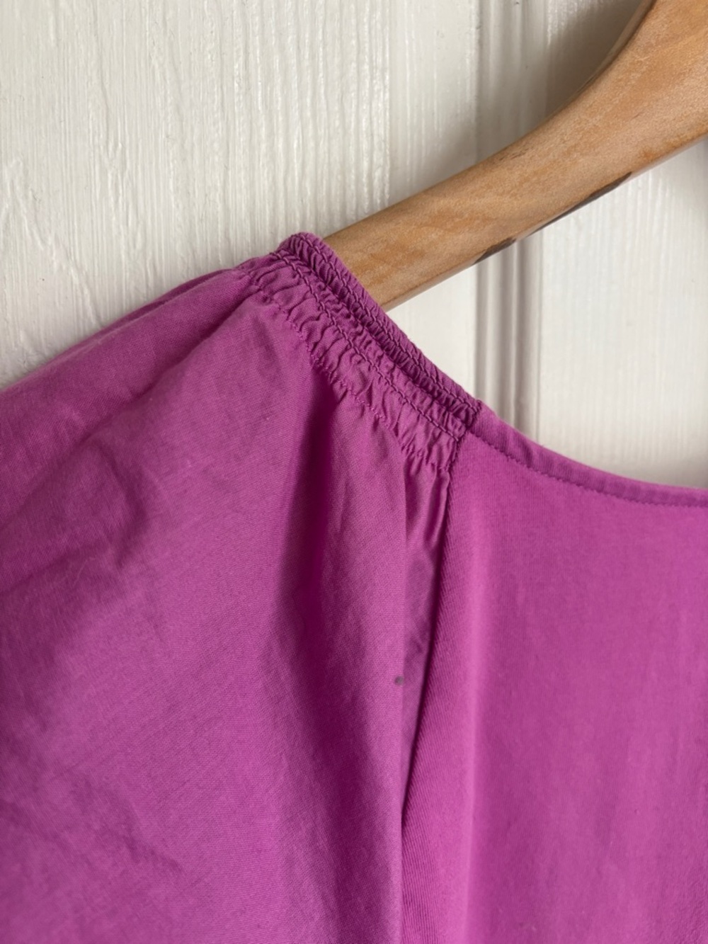 Anthropologie Maeve Magenta Ruched Drawstring V-Neck Crop Top Flutter Sleeve Sm - Picture 8 of 10